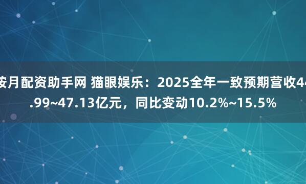 按月配资助手网 猫眼娱乐：2025全年一致预期营收44.99~47.13亿元，同比变动10.2%~15.5%
